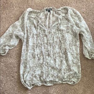 Tan and white blouse